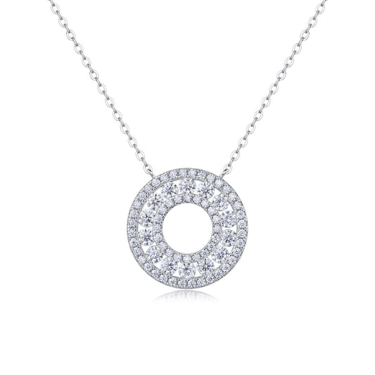 Moissanite Necklace-925 Sterling Silver Pendant Necklace for Women