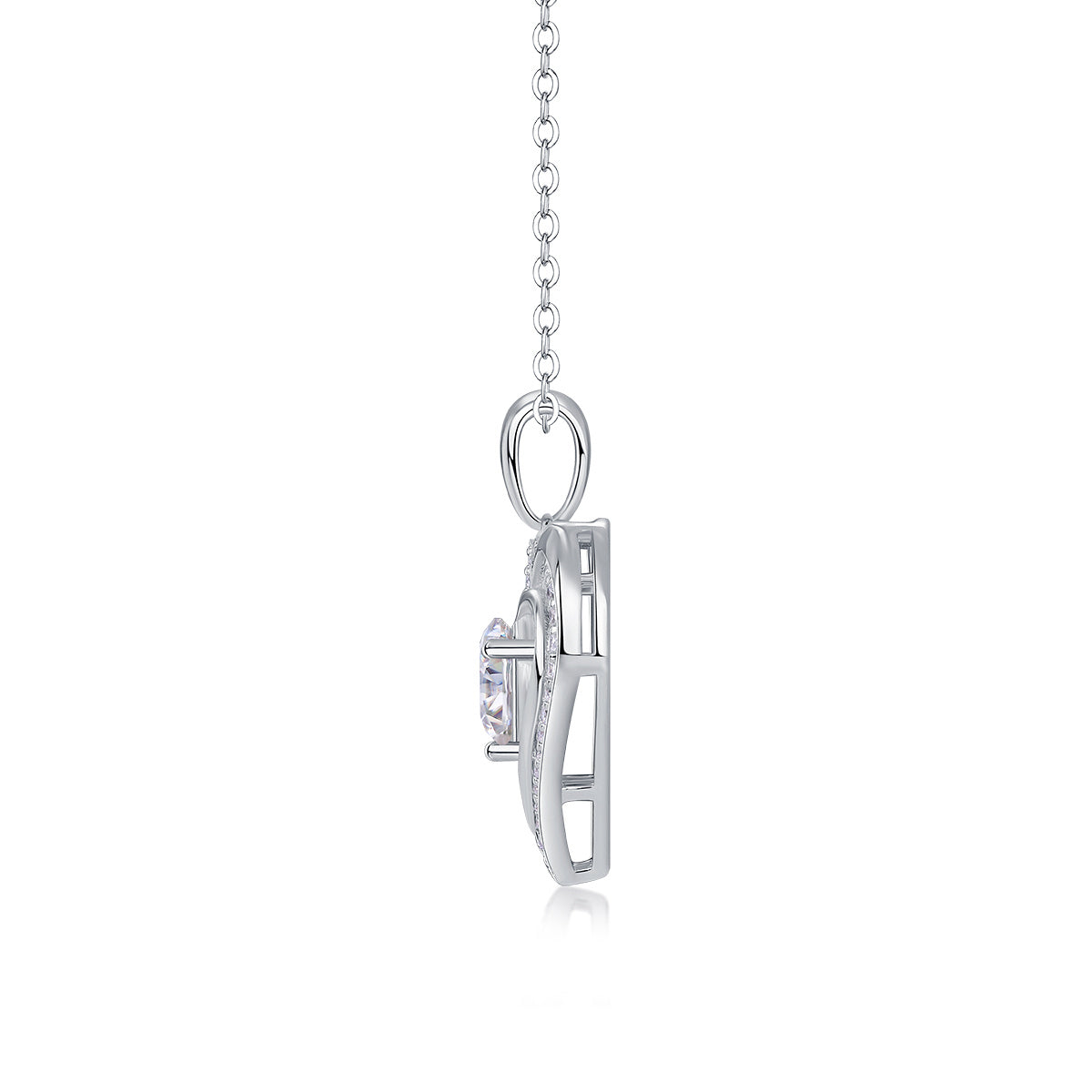 Moissanite Heart Necklace-925 Sterling Silver Pendant for Women
