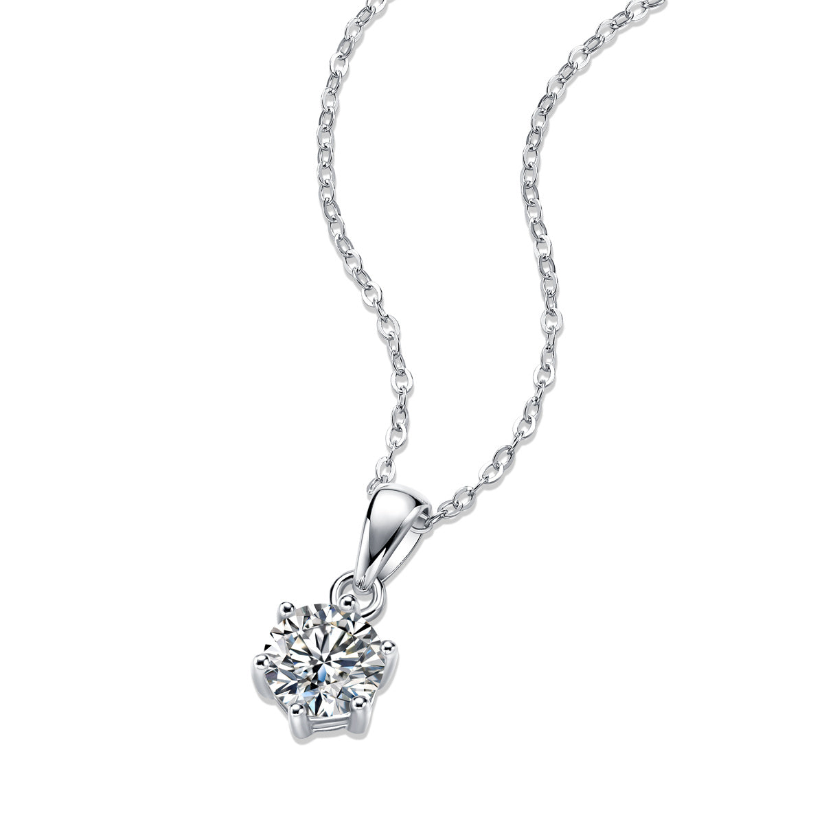 Round Cut Moissanite Necklace-1ct/2ct/3ct 925 Sterling Silver Pendant for Women