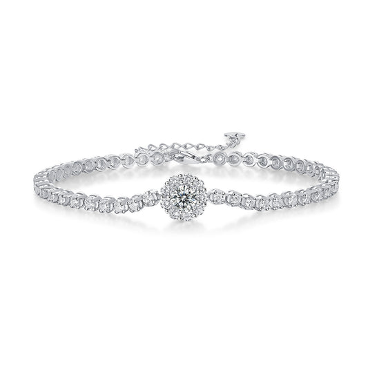 Women's Moissanite Flower Bracelet-925 Sterling Silver