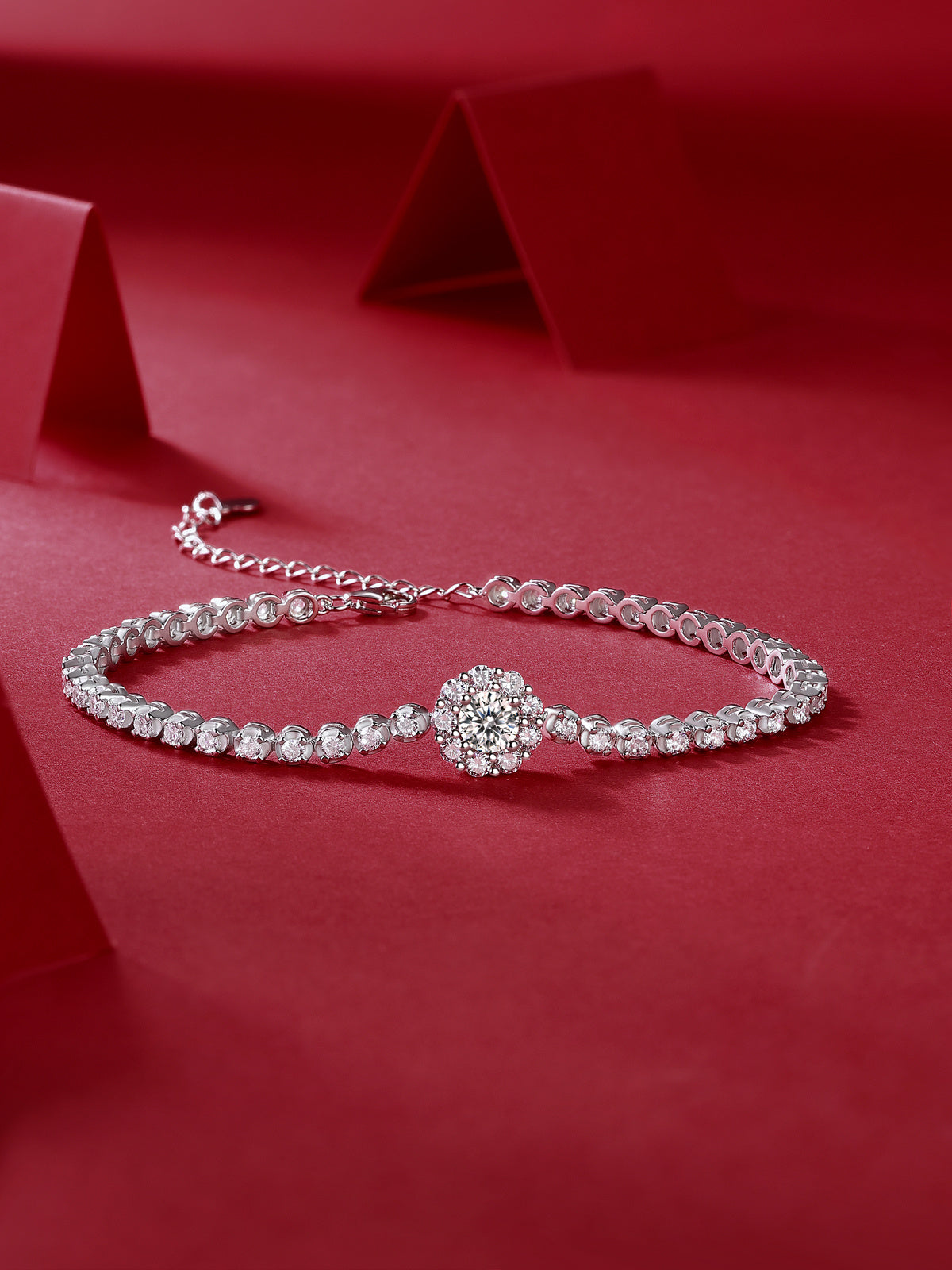 Women's Moissanite Flower Bracelet-925 Sterling Silver