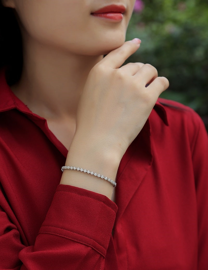 Moissanite Bracelet-925 Sterling Silver Bracelet for Women