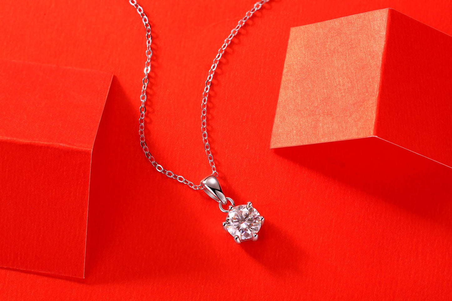 Round Cut Moissanite Necklace-1ct/2ct/3ct 925 Sterling Silver Pendant for Women