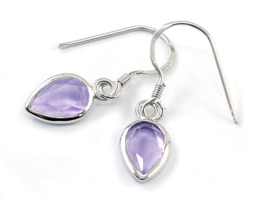 3 Carat Genuine Purple Pear Cut Amethyst 925 Sterling Silver Dangle Fine Earrings XFE8004