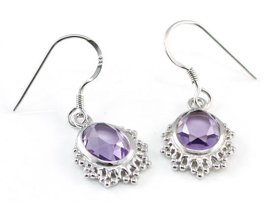 5 Carat Genuine Purple Oval Cut Amethyst 925 Sterling Silver Dangle Fine Earrings XFE8006