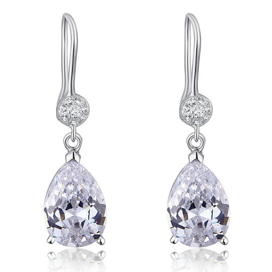 4 Carat Pear Cut Created Diamond 925 Sterling Silver Dangle Earrings