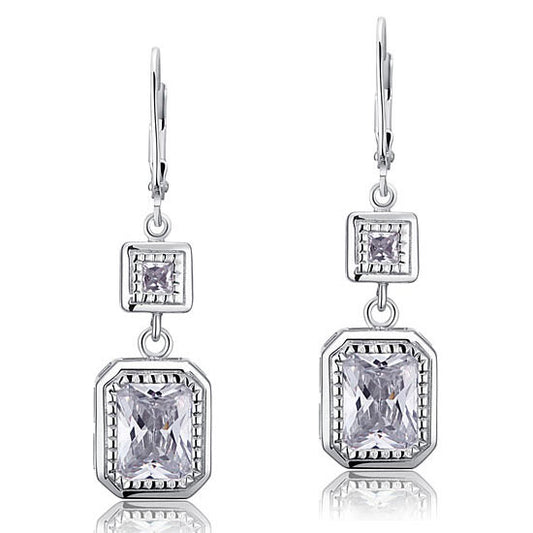 4 Carat Emerald Cut Created Diamond 925 Sterling Silver Dangle Earrings