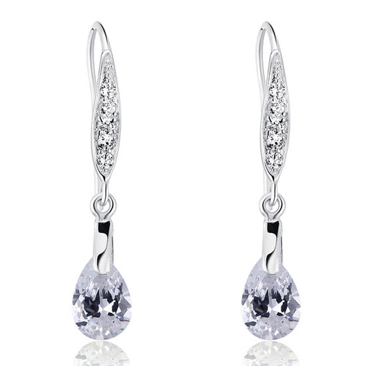 2 Carat Pear Cut Created Diamond Dangle Earrings 925 Sterling Silver