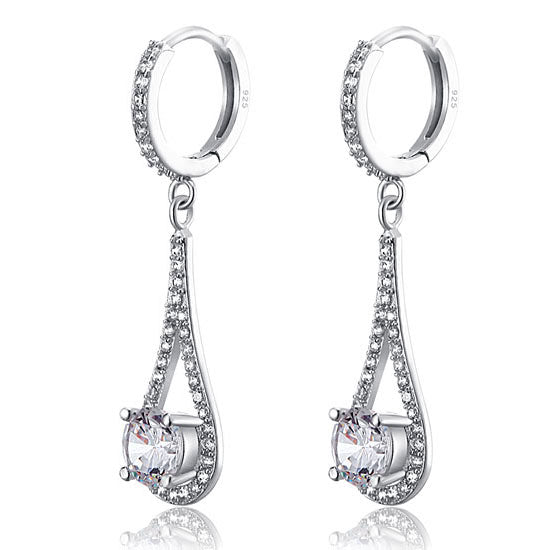 1 Carat Round Cut Created Diamond Dangle Earrings 925 Sterling Silver