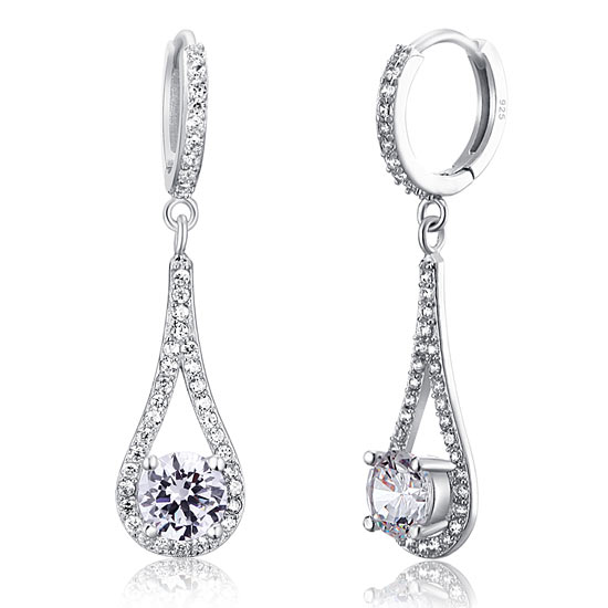 1 Carat Round Cut Created Diamond Dangle Earrings 925 Sterling Silver