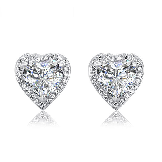 3 Carat Heart Cut Created Diamond Stud Earrings 925 Sterling Silver