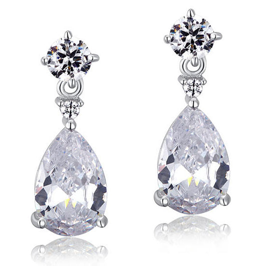 3 Carat Pear Cut Created Diamond 925 Sterling Silver Dangle Earrings