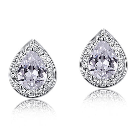 1 Carat Pear Cut Created Diamond Stud Earrings 925 Sterling Silver