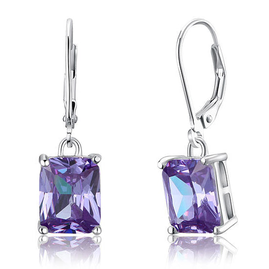 4 Carat Purple Created Sapphire 925 Sterling Silver Dangle Earrings