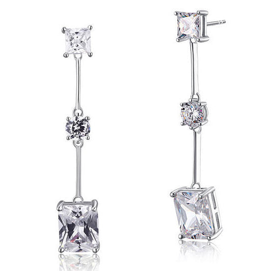 4 Carat Emerald Cut Created Diamond 925 Sterling Silver Dangle Earrings