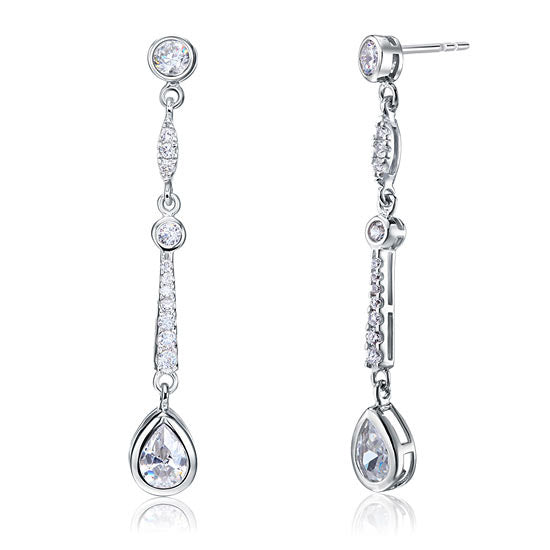 Pear Cut Created Diamond 925 Sterling Silver Dangle Earrings