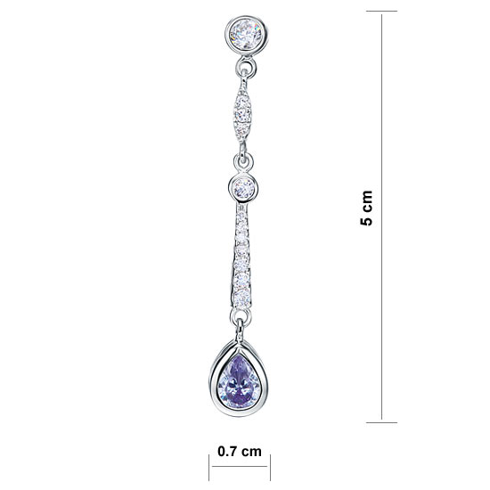 Purple Created Sapphire 925 Sterling Silver Dangle Earrings