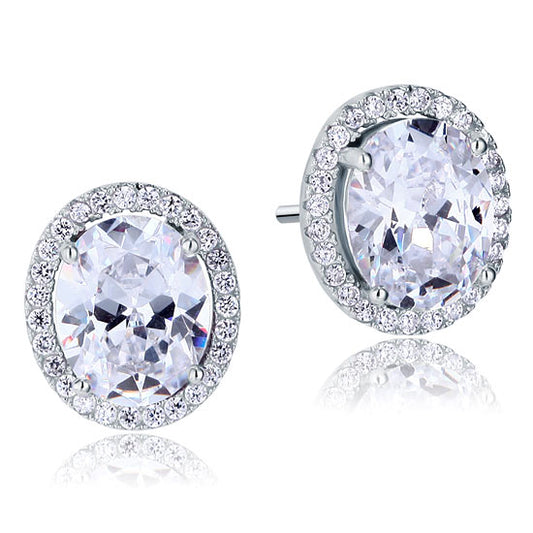 3 Carat Oval Cut Created Diamond Stud Earrings 925 Sterling Silver