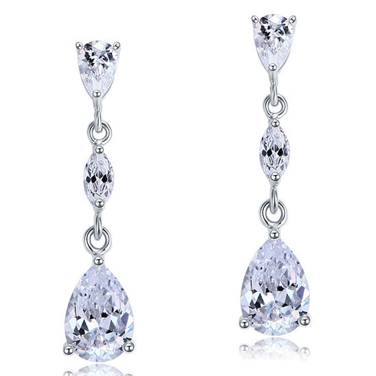 2 Carat Pear Cut Created Diamond Dangle Earrings 925 Sterling Silver