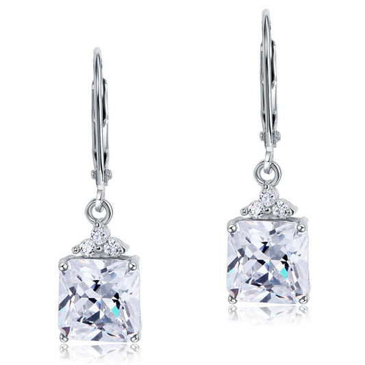 2 Carat Princess Cut Created Diamond Dangle Drop Earrings 925 Sterling Silver