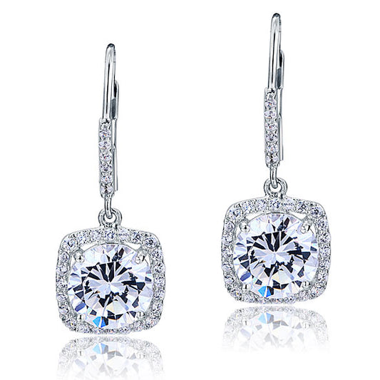 925 Sterling Silver Bridal Wedding Earrings Brilliant Created Diamond