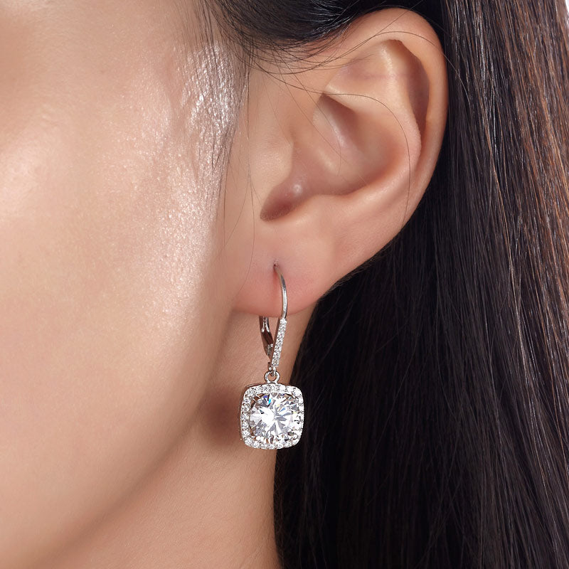 925 Sterling Silver Bridal Wedding Earrings Brilliant Created Diamond