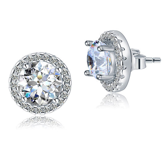 2.5 Carat Round Cut Created Diamond Stud Earrings with Removable Halo 925 Sterling Silver