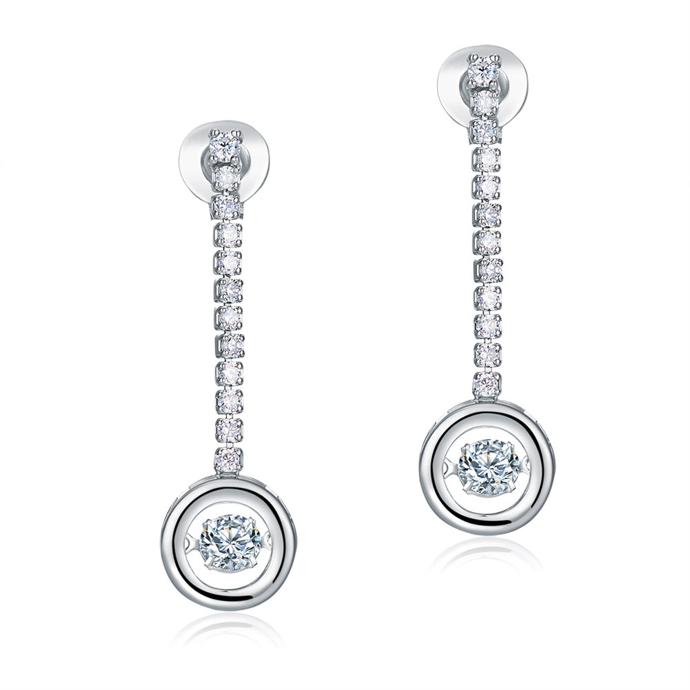 Dancing Created Diamond Dangle Earrings 925 Sterling Silver