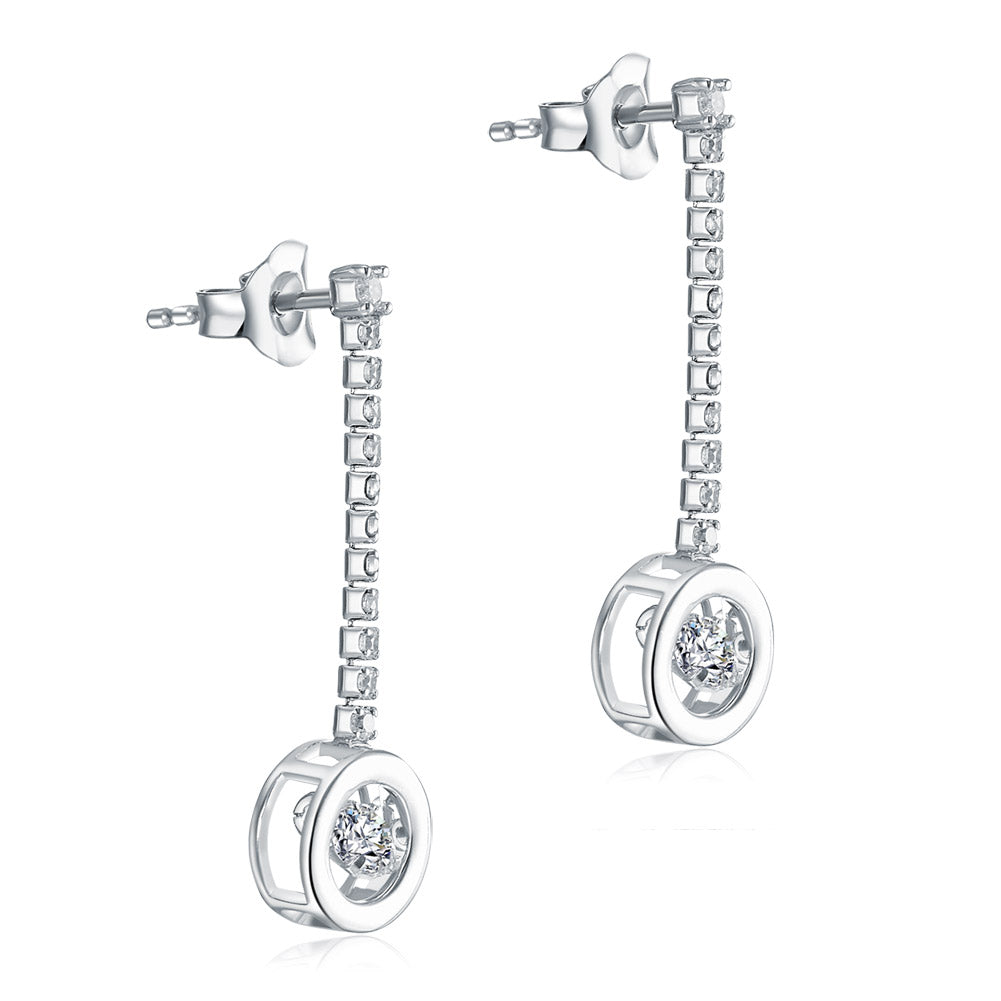 Dancing Created Diamond Dangle Earrings 925 Sterling Silver