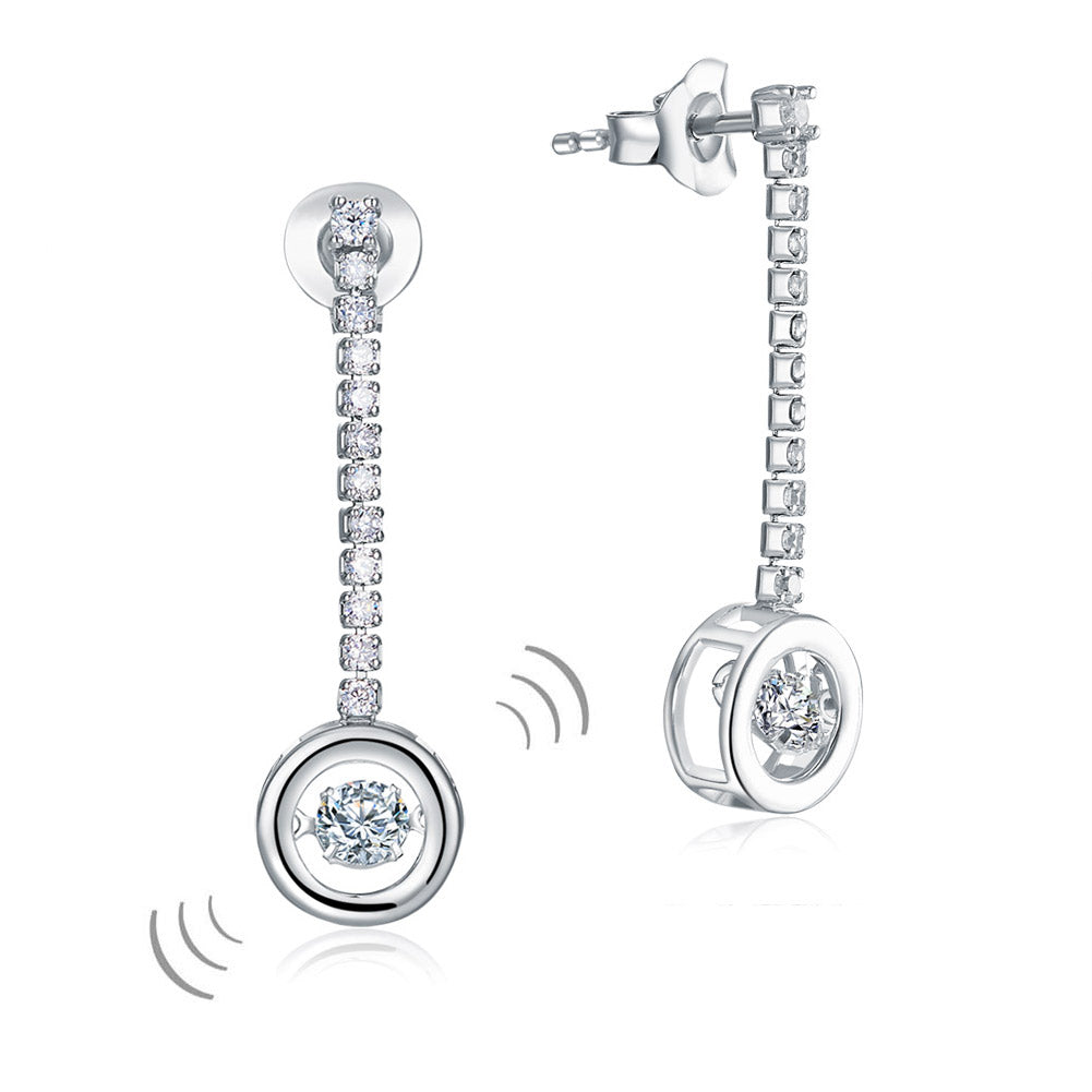 Dancing Created Diamond Dangle Earrings 925 Sterling Silver