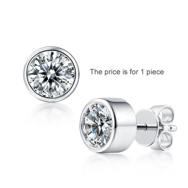 1 Carat Round Cut Moissanite Diamond Earring (1 Piece) Unisex 925 Sterling Silver Earrings