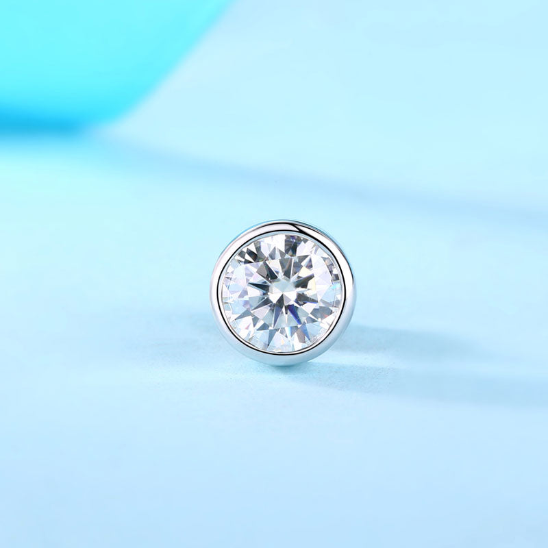 1 Carat Round Cut Moissanite Diamond Earring (1 Piece) Unisex 925 Sterling Silver Earrings