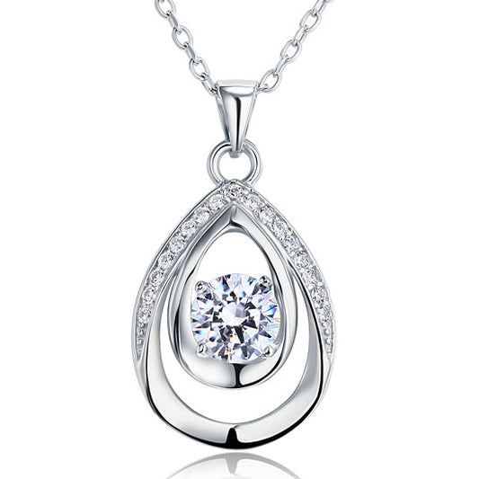 1 Carat Round Cut Teardrop Created Diamond Necklace 925 Sterling Silver