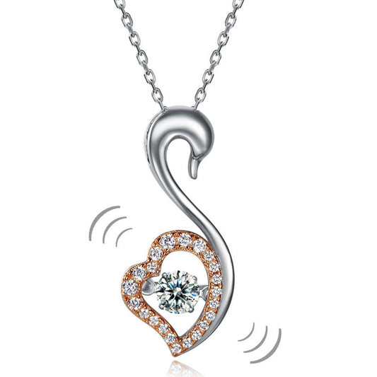 Swan Dancing Created Diamond Stone Pendant Necklace 925 Sterling Silver Necklaces