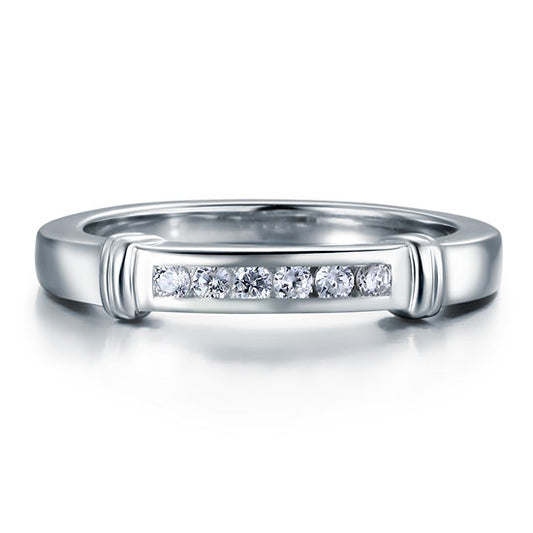 Channel Set Created Diamond Solid Sterling 925 Silver Wedding Band Rings