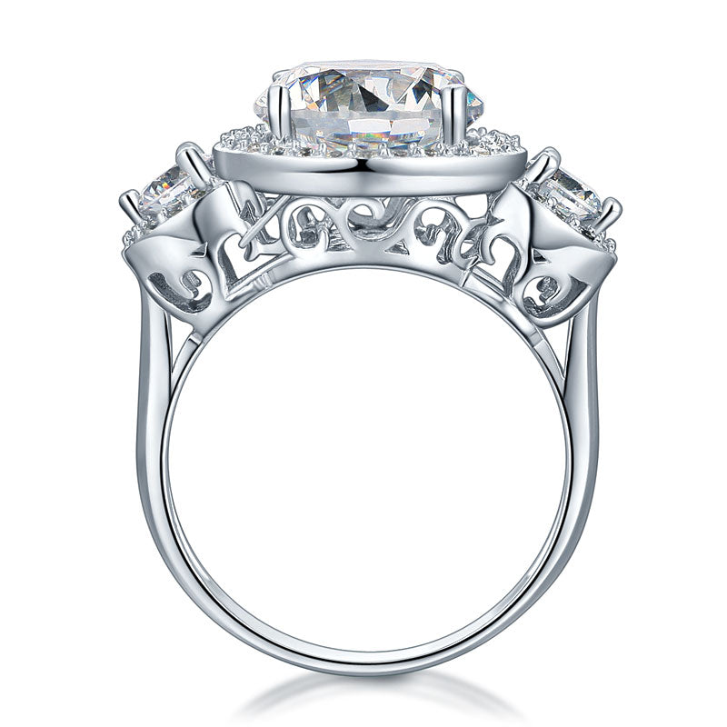 Three-Stone 925 Sterling Silver Promise Engagement Ring Vintage Victorian Art Deco 3.5 Ct Rings