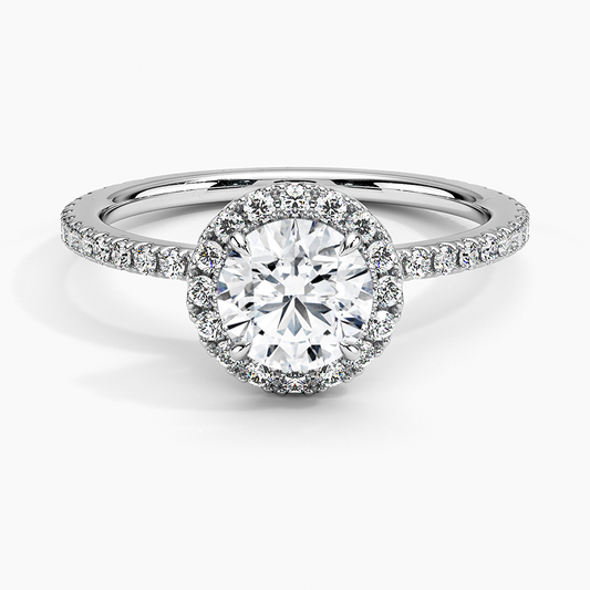 1 Carat Round Moissanite Halo Engagement Ring