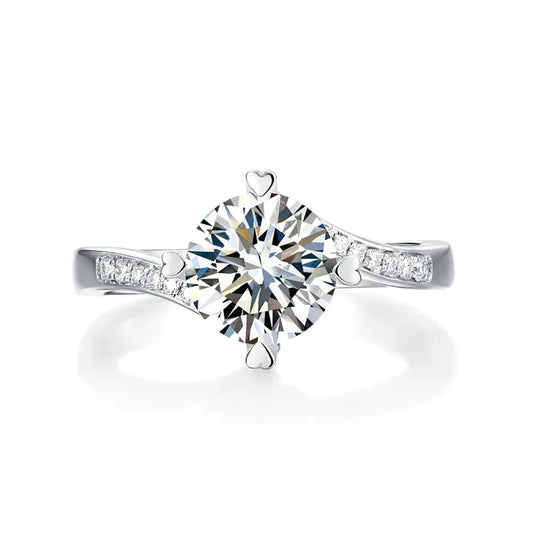 1.5ct Round Moissanite Accented Engagement Ring 925 Sterling Silver